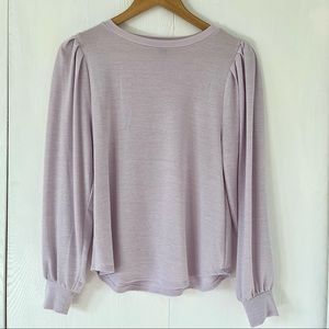 Banana Republic light purple sweater with oversized sleeves & ruffle detail
